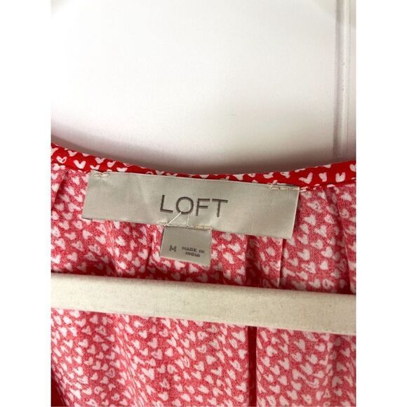 Loft Valentine’s Day Heart Ruffle Long Sleeve Blouse Top M - Picture 4 of 10
